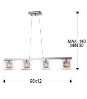 LUSTRA/PLAFONIERA LIOS, 98 CM, CROM/CUPRU/TRANSPARENT, DIN METAL SI STICLA, STIL MODERN - Img 3