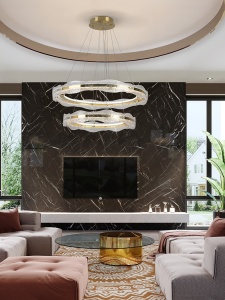 LUSTRA/PLAFONIERA LIRA, 80 CM, AURIU PERIAT/TRANSPARENT, DIN METAL SI STICLA, STIL MODERN - Img 2