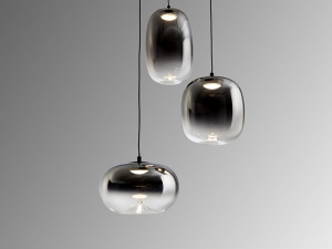 LUSTRA/PLAFONIERA ONICE, 35/220 CM, NEGRU MAT/FUMURIU, DIN METAL SI STICLA, STIL MODERN - Img 3