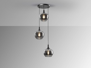LUSTRA/PLAFONIERA OPAZ, 44CM, NEGRU MAT/FUMURIU, DIN METAL SI STICLA, STIL MODERN