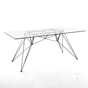 MASA BIROU 180CM, SPILLO BLACK, COD 3333, STIL MODERN, REALIZATA METAL SI STICLA