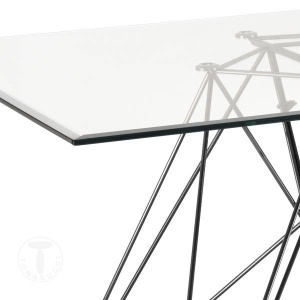 MASA BIROU 180CM, SPILLO BLACK, COD 3333, STIL MODERN, REALIZATA METAL SI STICLA - Img 2