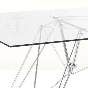 MASA BIROU 180CM, SPILLO CROM, COD 1067, STIL MODERN, REALIZATA DIN METAL SI STICLA - Img 2