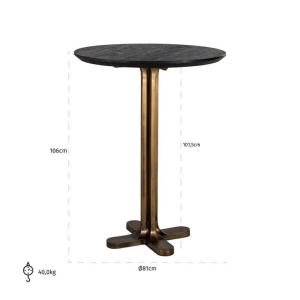 MASA DE BAR REVELIN, 80 CM, NEGRU/AURIU ANTICHIZAT, BLAT DIN LEMN DE MANGO SI PICIOR DIN METAL, STIL MODERN, RICHMOND INTERIORS - Img 3
