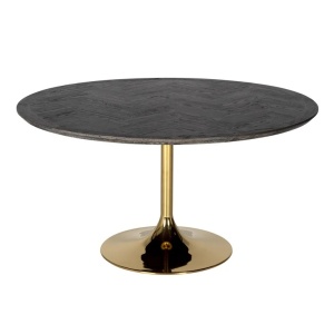 MASA DINING BLACKBONE, 140 CM, NEGRU RUSTIC/AURIU, DIN STEJAR SI METAL, RICHMOND INTERIORS