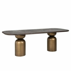 MASA DINING CAVO, 230 CM, NEGRU/AURIU ANTICHIZAT, DIN LEMN DE SALCAM SI METAL, RICHMOND INTERIORS