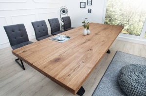 MASA DINING DIN LEMN MASIV 200CM, THOR, COD 41183, STEJAR SI CADRUL DIN METAL, STIL INDUSTRIAL - Img 3