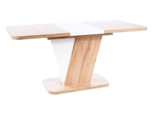 MASA DINING EXTENSIBILA CROCUS, 120/160 CM, STEJAR WOTAN/ALB MAT, DIN PAL LAMINAT, STIL MODERN - Img 7