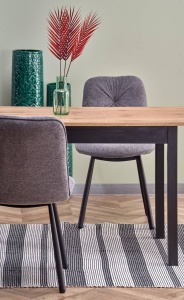 MASA DINING EXTENSIBILA GREG, STEJAR WOTAN/NEGRU, 124/168 CM, BLAT DIN PAL MELAMINAT, STIL VINTAGE - Img 6