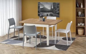 MASA DINING EXTENSIBILA TIAGO 2, STEJAR CRAFT/ALB, 140/220 CM, BLAT DIN MDF SI PICIOARE DIN MDF LAMINAT, STIL CLASIC - Img 1