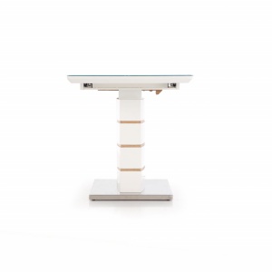 MASA DINING EXTENSIBILA TORONTO, ALB/STEJAR/CROM, 140/180 CM, BLAT DIN MDF, STICLA SI PICIOR DIN METAL, STIL MODERN - Img 4