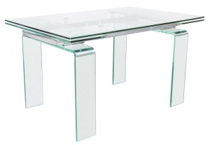 MASA DINING/LIVING ATLANTIS CLEAR 200/300, DIN STICLA SI METAL, STIL MODERN, B2