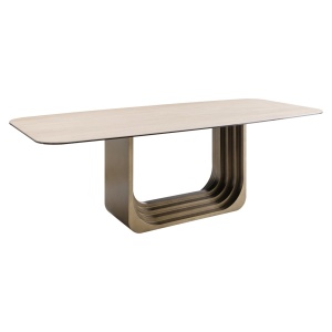 MASA DINING MAXFIELD 230cm, REALIZATA DIN METAL, STICLA SI CERAMICA, CULOARE BEJ, STIL MODERN, RICHMOND