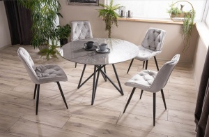 MASA DINING MURANO, 120 CM, EFECT DE MARMURA GRI/NEGRU MAT, BLAT DIN CERAMICA SI PICIOARE DIN METAL, STIL MODERN - Img 3