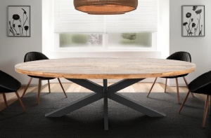 MASA DINING OVALA, GALAXIE 240CM, DIN LEMN DE MANGO SI PICIOARE DIN METAL, ARTIM GROUP SELECTION