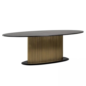 MASA DINING OVALA IRONVILLE, 235 CM, EFECT DE MARMURA NEAGRA/AURIU ANTICHIZAT, DIN MARMURA SI METAL, RICHMOND INTERIORS