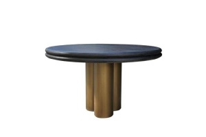 MASA DINING ROTUNDA MACARON, 130 CM, NEGRU RUSTIC/MARO INCHIS, DIN STEJAR SI METAL, RICHMOND INTERIORS