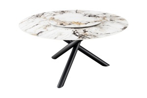 MASA DINING, SPIN 150CM, CU FARFURIE DETASABILA, METAL, STICLA/CERAMICA, MARMURA MULTICOLOR/ALBA, ARTIM GROUP SELECTION - Img 2