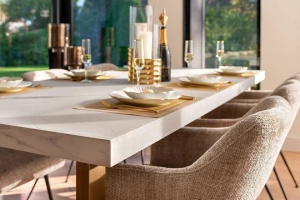 MASA DINING WHITEBONE, 235 CM, CREM/CUPRU, DIN LEMN DE STEJAR SI METAL, RICHMOND INTERIORS - Img 3