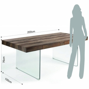 MASA ELEGANTA DE BIROU 200CM, WAVER EVOLUTION, COD 4249, STIL MODERN, REALIZATA DIN STICLA SI MDF - Img 6