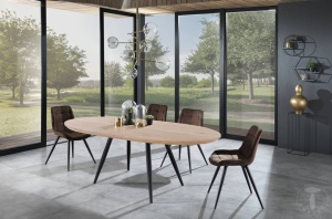 MASA ELEGANTA EXTENSIBILA 160/200CM, OLIVIA, COD 3744, STIL MODERN, REALIZATA DIN METAL SI MDF - Img 4