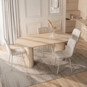 MASA EXTENSIBILA 180-220CM, ARTIM MEBLE, REALIZATA DIN MDF, CULOARE TRAVERTIN, STIL MODERN - Img 4