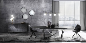 MASA EXTENSIBILA DIN CERAMICA 160/240CM, GRAM, COD 3876, STIL MODERN, REALIZATA DIN METAL SI CERAMICA