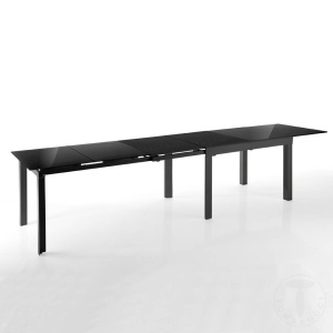 MASA EXTENSIBILA ELEGANTA 120/350CM, LONG BLACK, COD 3346, STIL MODERN, REALIZATA DIN METAL SI STICLA/MDF - Img 3