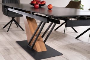 MASA EXTENSIBILA GENESIS, 180/240 CM, EFECT DE MARMURA NEAGRA/STEJAR/NEGRU MAT, DIN CERAMICA, MDF SI METAL, STIL MODERN - Img 5