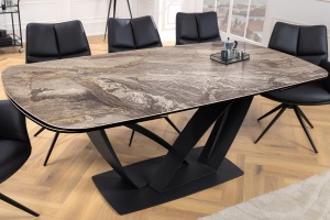 MASA EXTENSIBILA, PAPILLON 180/260CM, DIN CERAMICA/STICLA MARMURA TAUPE SI METAL, ARTIM GROUP SELECTION