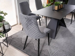 MASA EXTENSIBILA WESTIN SG, NEGRU MAT, 120/160 CM, BLAT DIN STICLA SECURIZATA SI PICIOARE DIN METAL, STIL MODERN - Img 2