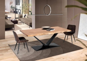 MASA LIVING 200CM, CULOARE NATUR/NEGRU, LEMN MASIV DE SALCAM, GINER Y COLOMER