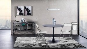MASA LIVING 90CM, KYOTO NEAGRA, DIN METAL SI MDF LACUIT, DESIGN MODERN