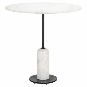 MASA LIVING JAGGER, 76,5 CM, EFECT DE MARMURA ALBA/NEGRU, DIN MARMURA SI METAL, RICHMOND INTERIORS