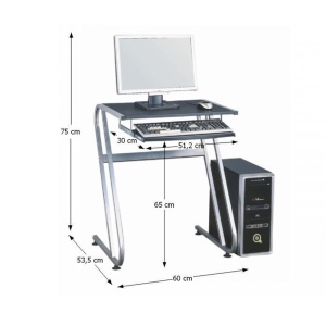 Masă PC, neagră+argintie, JOFRY, 0000085851