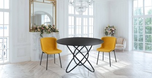 MASA SUFRAGERIE 110CM, HULA HOOP, COD 5753, STIL MODERN, REALIZAT DIN METAL SI CERAMICA - Img 4