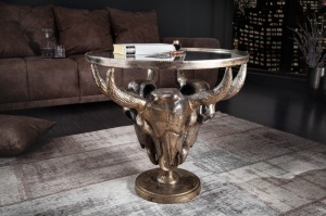 MASUTA CAFEA 56CM, MATADOR, METAL SI STICLA, BRONZ, STIL VINTAGE UNICAT