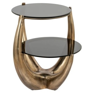 MASUTA DE CAFEA AIDA GOLD, 8848, CONFECTIONATA DIN ALUMINIU SI STICLA SECURIZATA, STIL MODERN