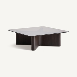 MASUTA DE CAFEA BRANSBY 100CM, LEMN DE FRASIN SI STICLA SECURIZATA, STIL CONTEMPORAN, VICAL HOME