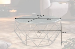 MASUTA DE CAFEA, DIAMOND 69CM, DIN MARMURA VERDE, DESIGN INDUSTRIAL - Img 7