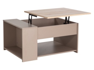 MASUTA DE CAFEA EXTENSIBILA, DROP, STEJAR/BEJ, DIN PAL LAMINAT SI METAL, STIL MODERN - Img 2