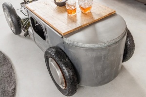 MASUTA DE CAFEA, HOT ROD 160CM, LEMN SI METAL, MODEL DEOSEBIT - Img 2