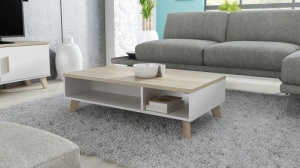 MASUTA DE CAFEA LOTTA 110 ALB/STEJAR SONOMA DESIGN SCANDINAV CM