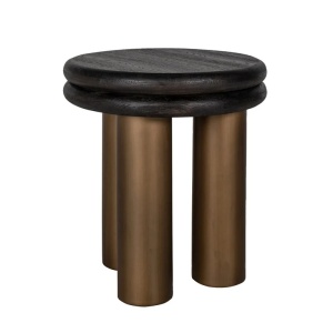 MASUTA DE CAFEA MACARON, 7711, NEGRU RUSTIC, CONFECTIONATA DIN METAL SI LEMN DE STEJAR, STIL MODERN