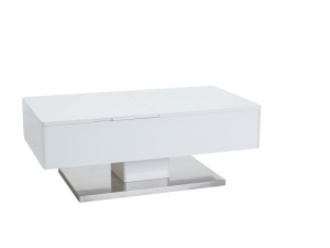 MASUTA DE CAFEA VIVIAN ALB HIGH GLOSS/CROM STIL MODERN - Img 1