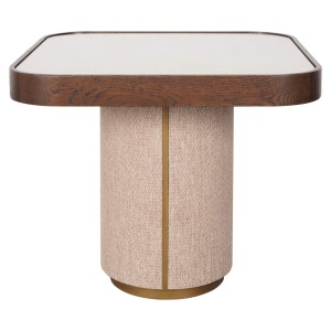 MASUTA DE CAFEA WILLOX, 214290, CONFECTIONATA DIN LEMN MASIV DE STEJAR, PAL, TEXTIL, METAL SI STICLA, MARO SI BEJ, STIL MODERN