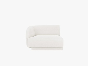 MODUL CANAPEA MILEY, PE STANGA, ALB, CU TAPITERIE DIN TEXTIL BOUCLE BALOO, MICADONI
