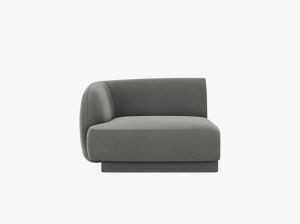 MODUL CANAPEA MILEY, PE STANGA, GRI DESCHIS, CU TAPITERIE DIN CATIFEA BLUVEL, MICADONI