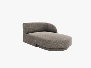 MODUL SEZLONG MILEY, PE DREAPTA, GRI, CU TAPITERIE DIN TEXTIL CHENILE HAGA, MICADONI