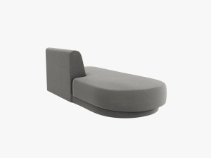 MODUL SEZLONG MILEY, PE STANGA, GRI DESCHIS, CU TAPITERIE DIN CATIFEA BLUVEL, MICADONI